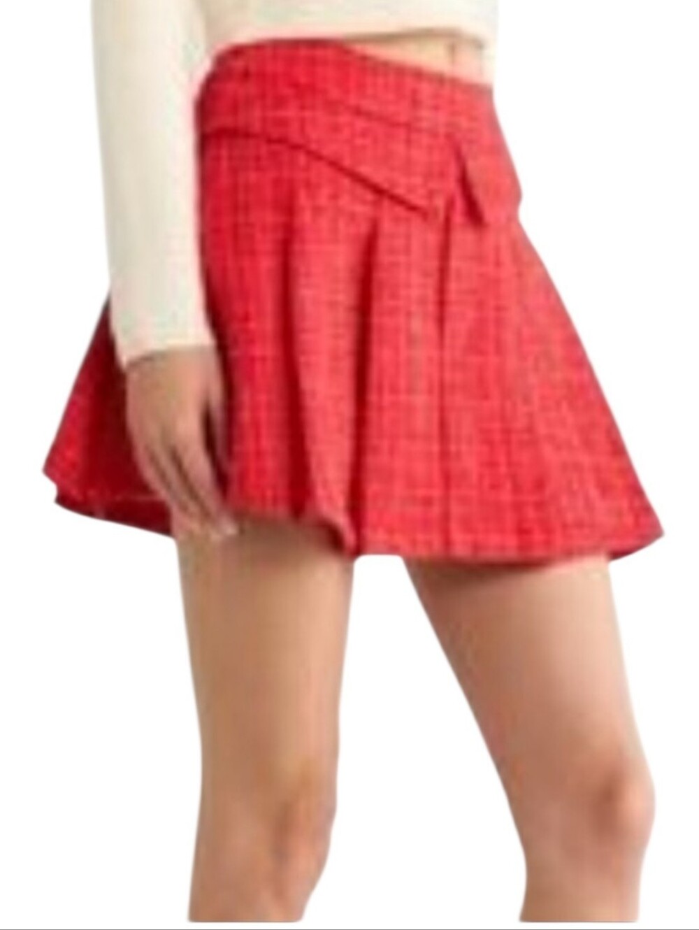 NEW All in Favor Tweed Mini Skirt Red Sz Medium
